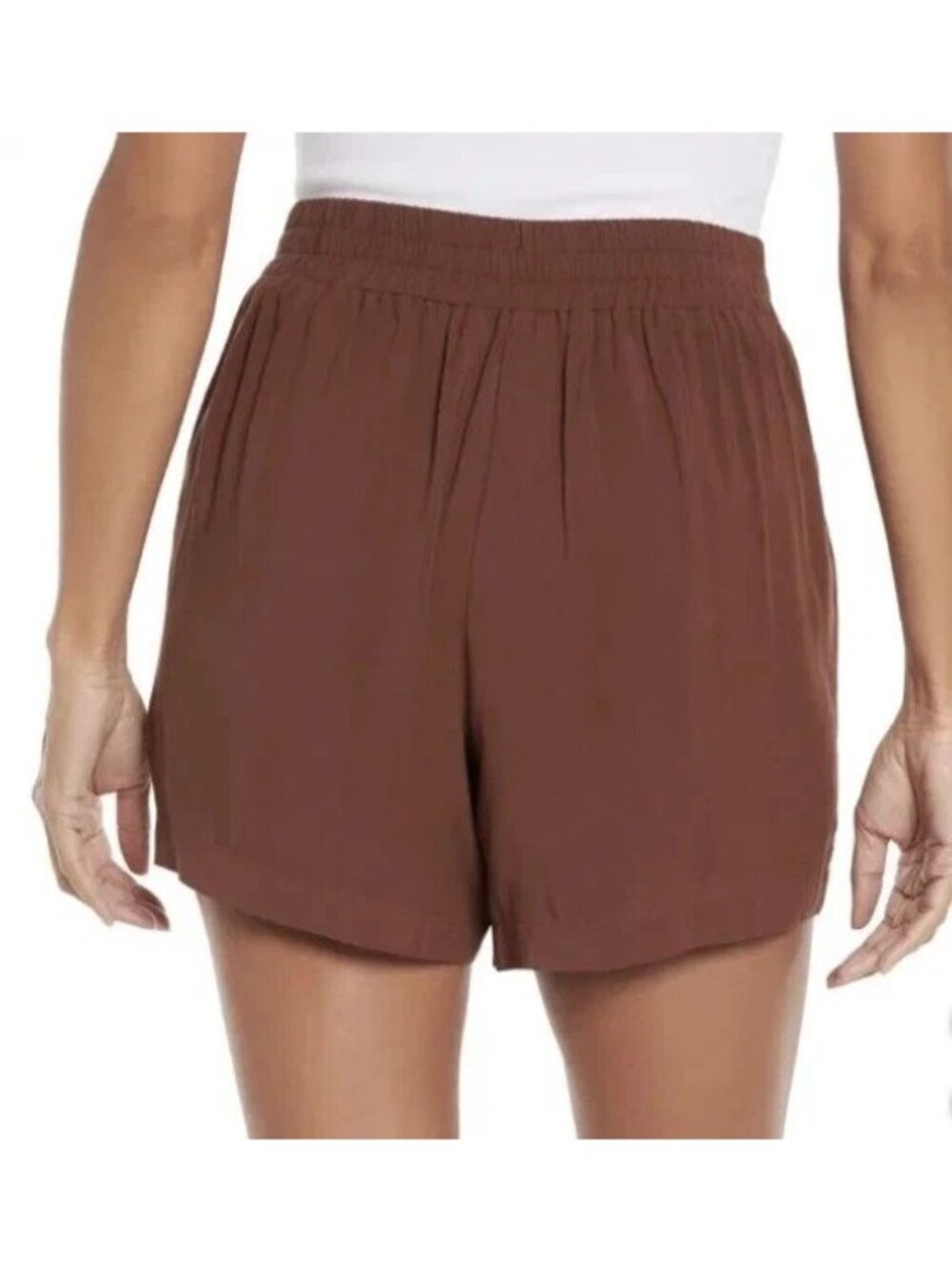 NWT Wildfox Women's Shorts XL Brown 5" Inseam Elastic Waist Lightweight Rayon - Picture 2 of 10